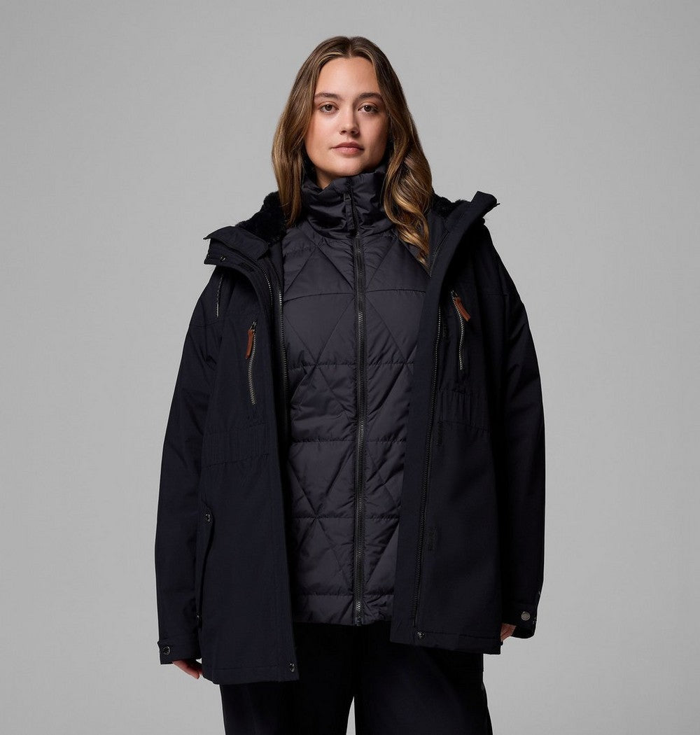 Women's Plus 3-In-1 Hooded Winter Jacket - Green