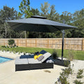 PURPLE LEAF Cantilever Patio Umbrella, 10FT Square, Grey - 360 Degree Rotation