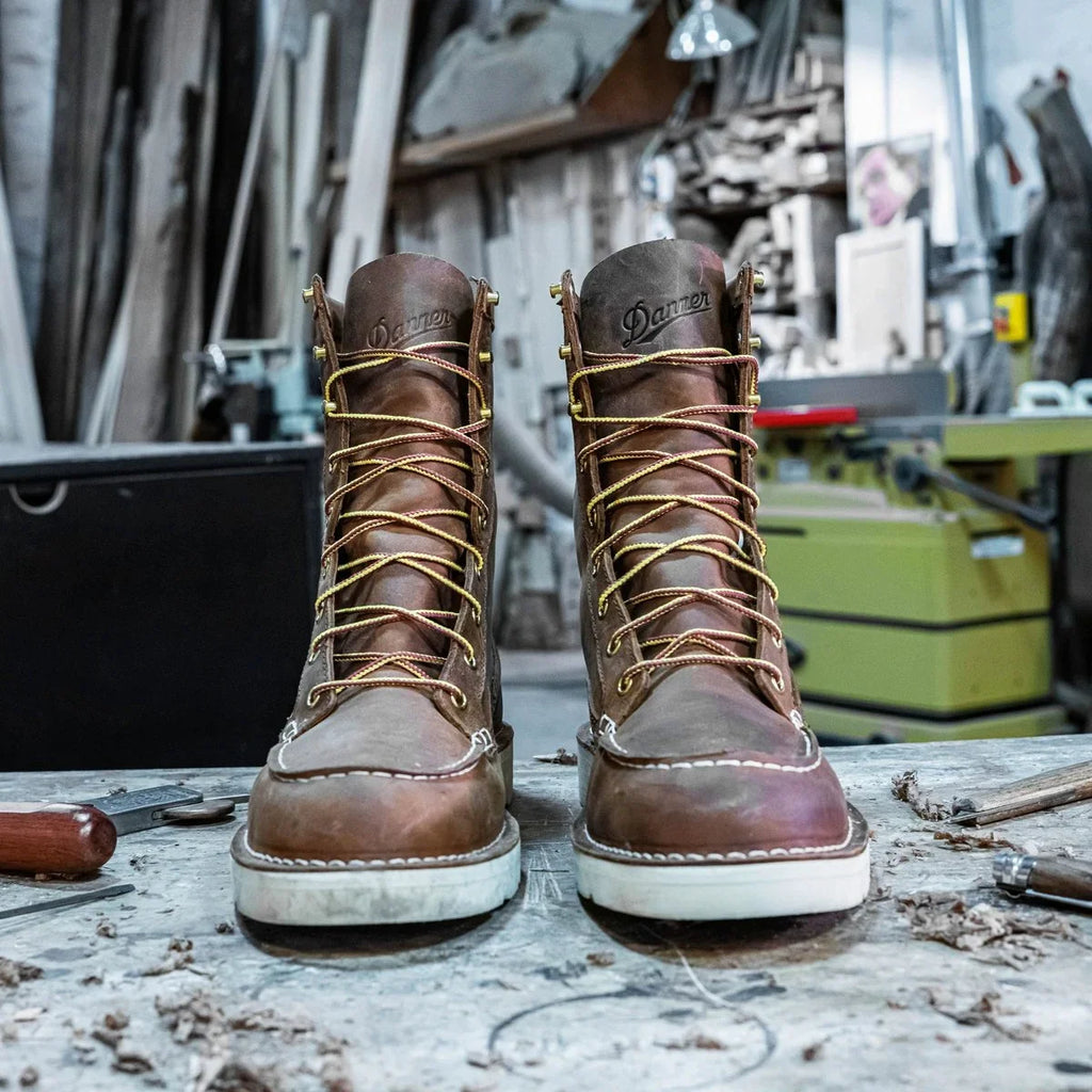 8-Inch Steel Toe Moc Toe Work Boot - Tobacco