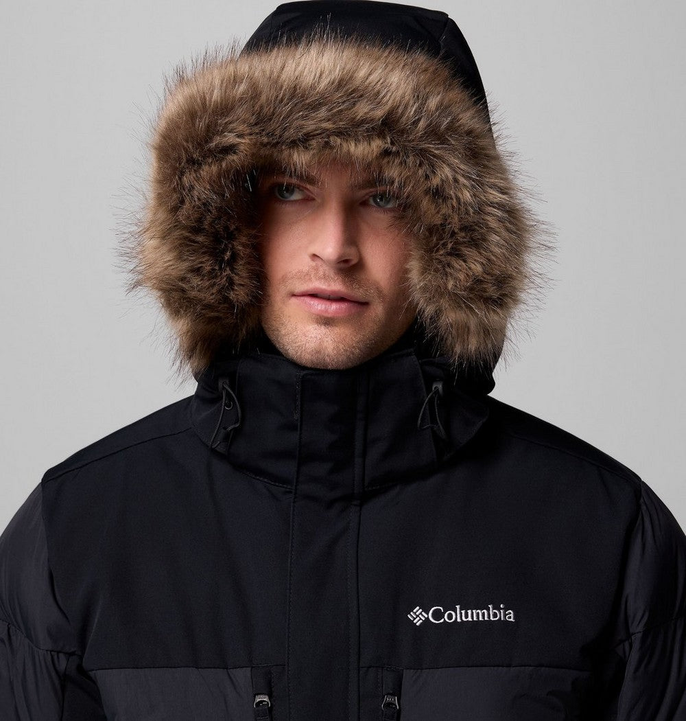Men's Hooded Insulated Parka - Brown Black