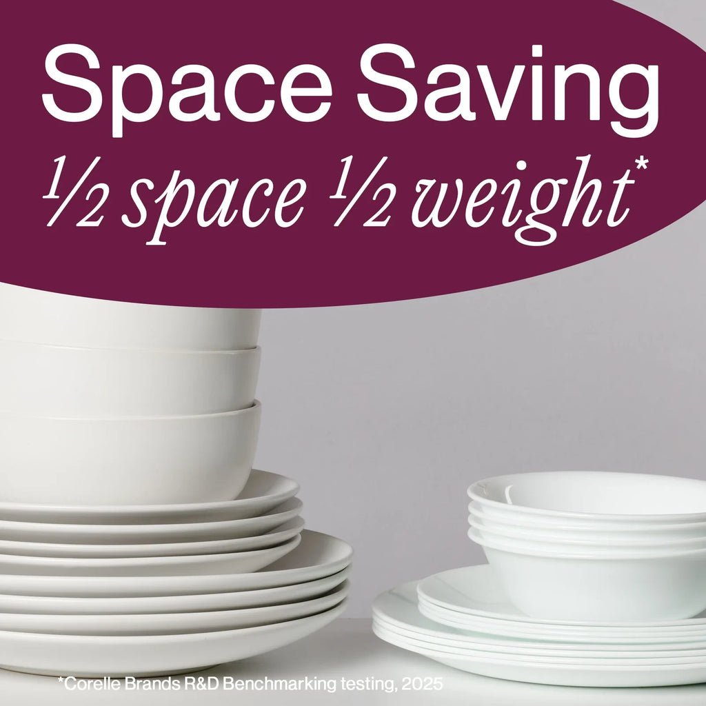 32-Piece Glass Dinnerware Set - Blue Floral Stripe