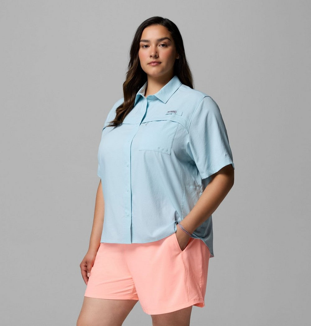 Women's Plus Short-Sleeve Fishing Shirt - Blue