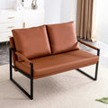 Modern Two-Seater Sofa Chair With 2 Pillows, PU Leather, Brown - SF-D008