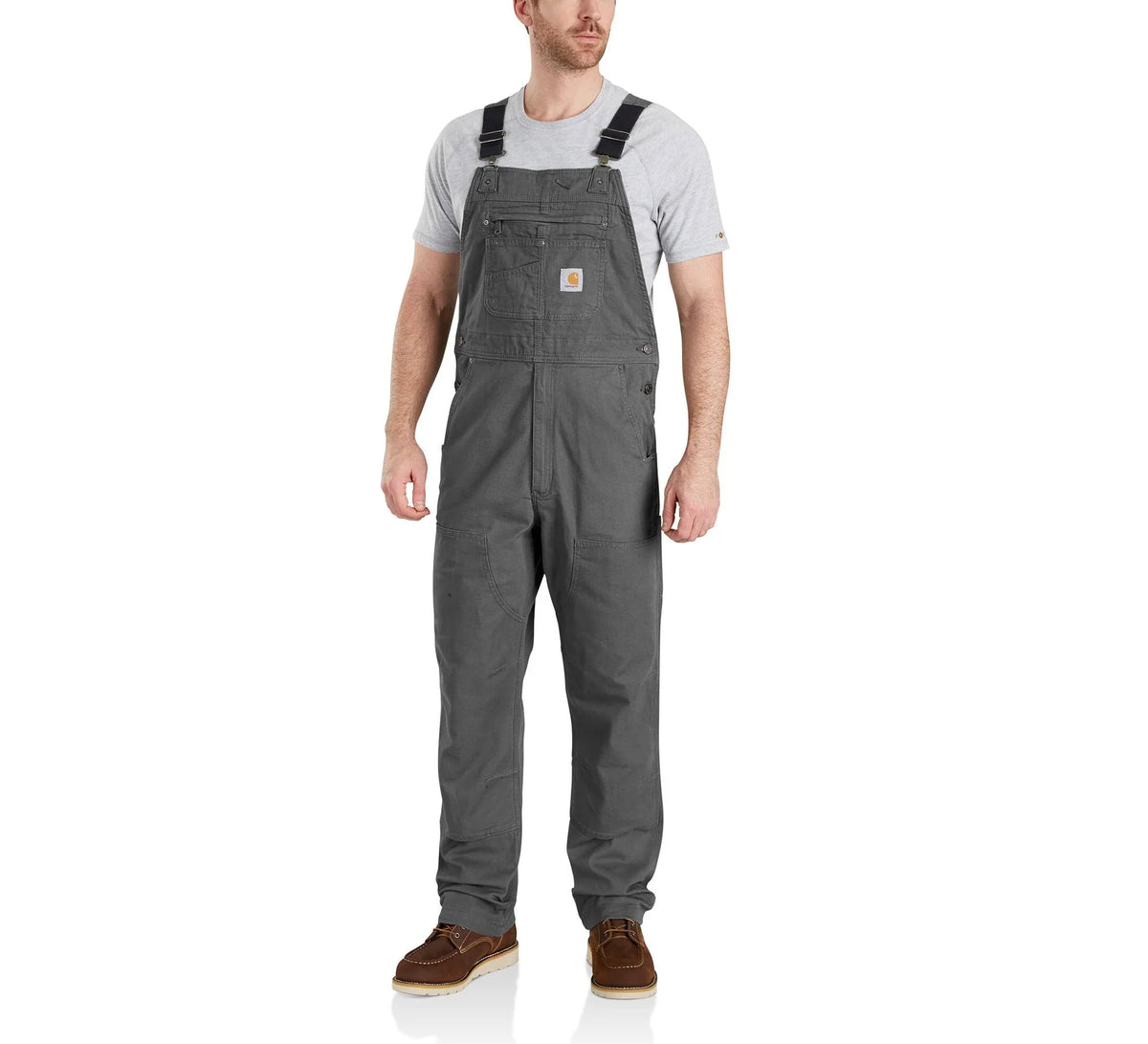 Stretch Canvas Bib Overalls - Gravel