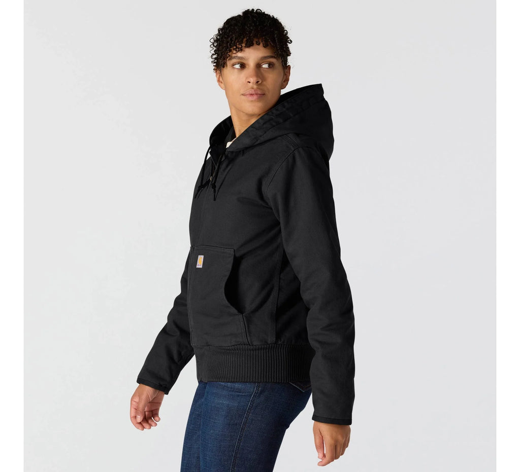 Women's Insulated Hooded Canvas Jacket - Black