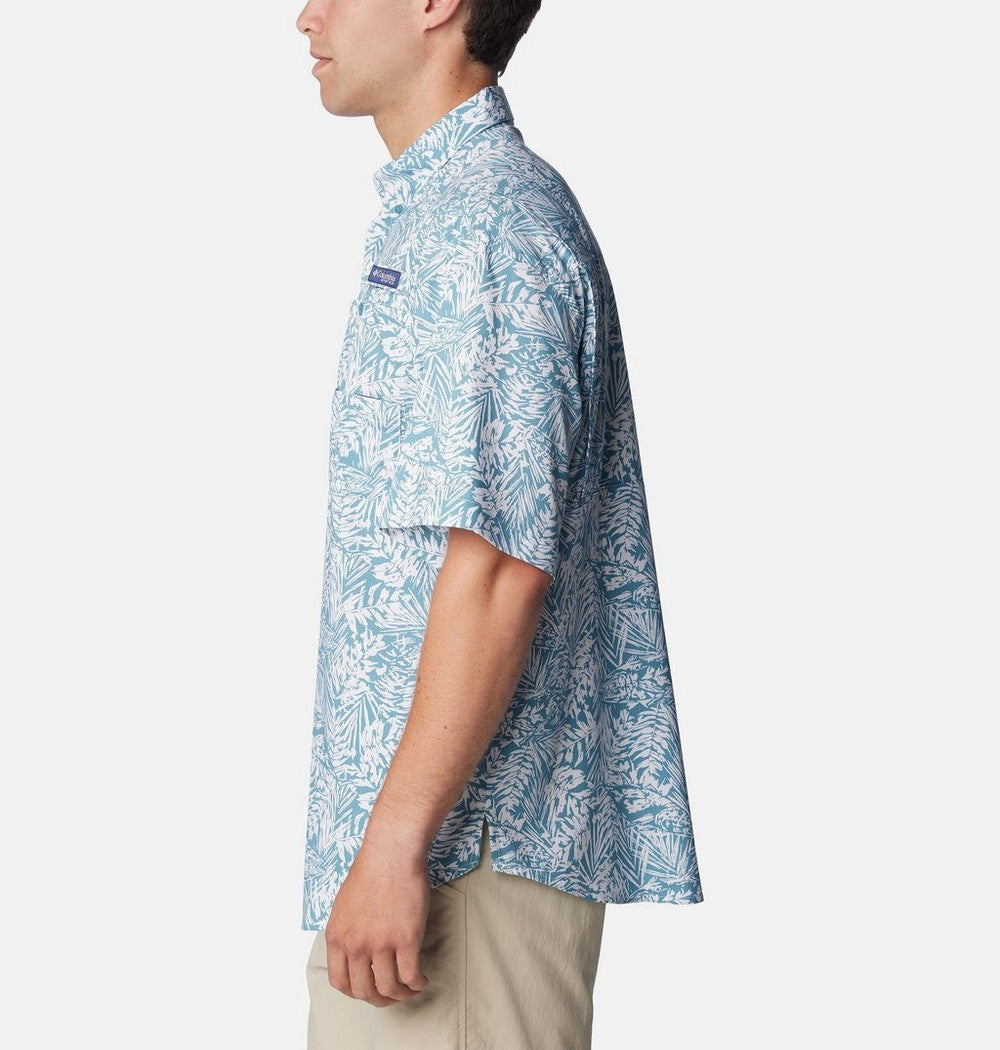 Men's Vented Short-Sleeve Fishing Shirt - Green Gingham