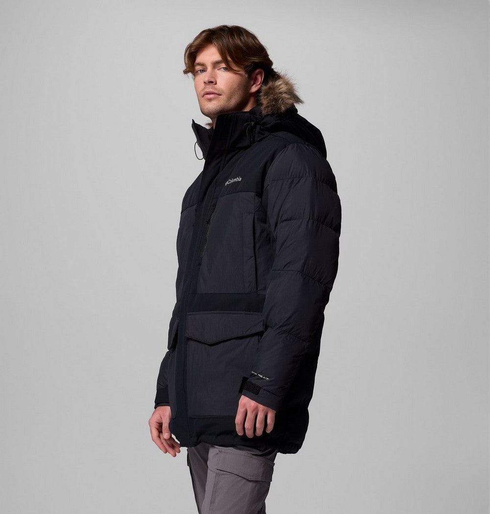 Men's Hooded Insulated Parka - Brown Black