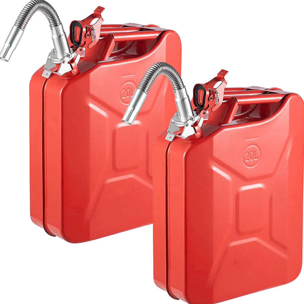 VEVOR Steel Jerry Fuel Can 5.3 Gallon/20 L, 2 Count, Red - 2X20LRED
