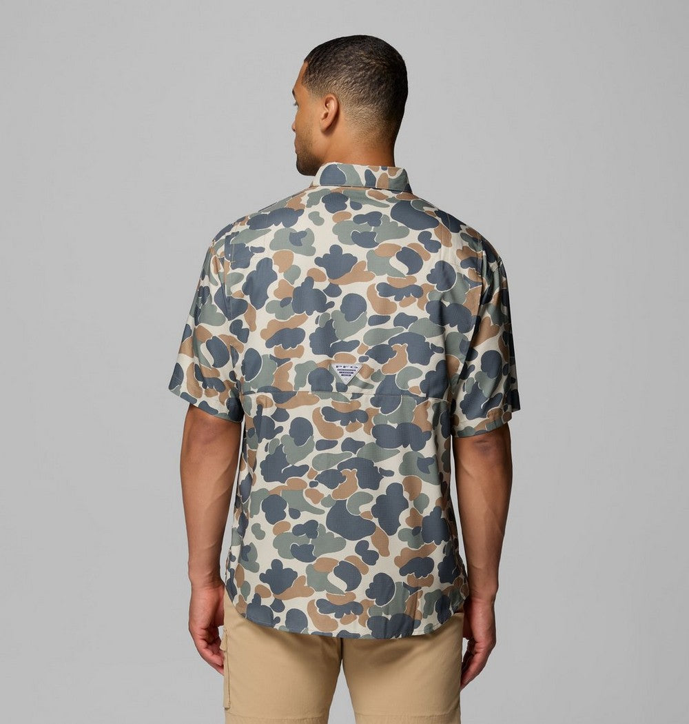 Men's Vented Short-Sleeve Fishing Shirt - Green Gingham