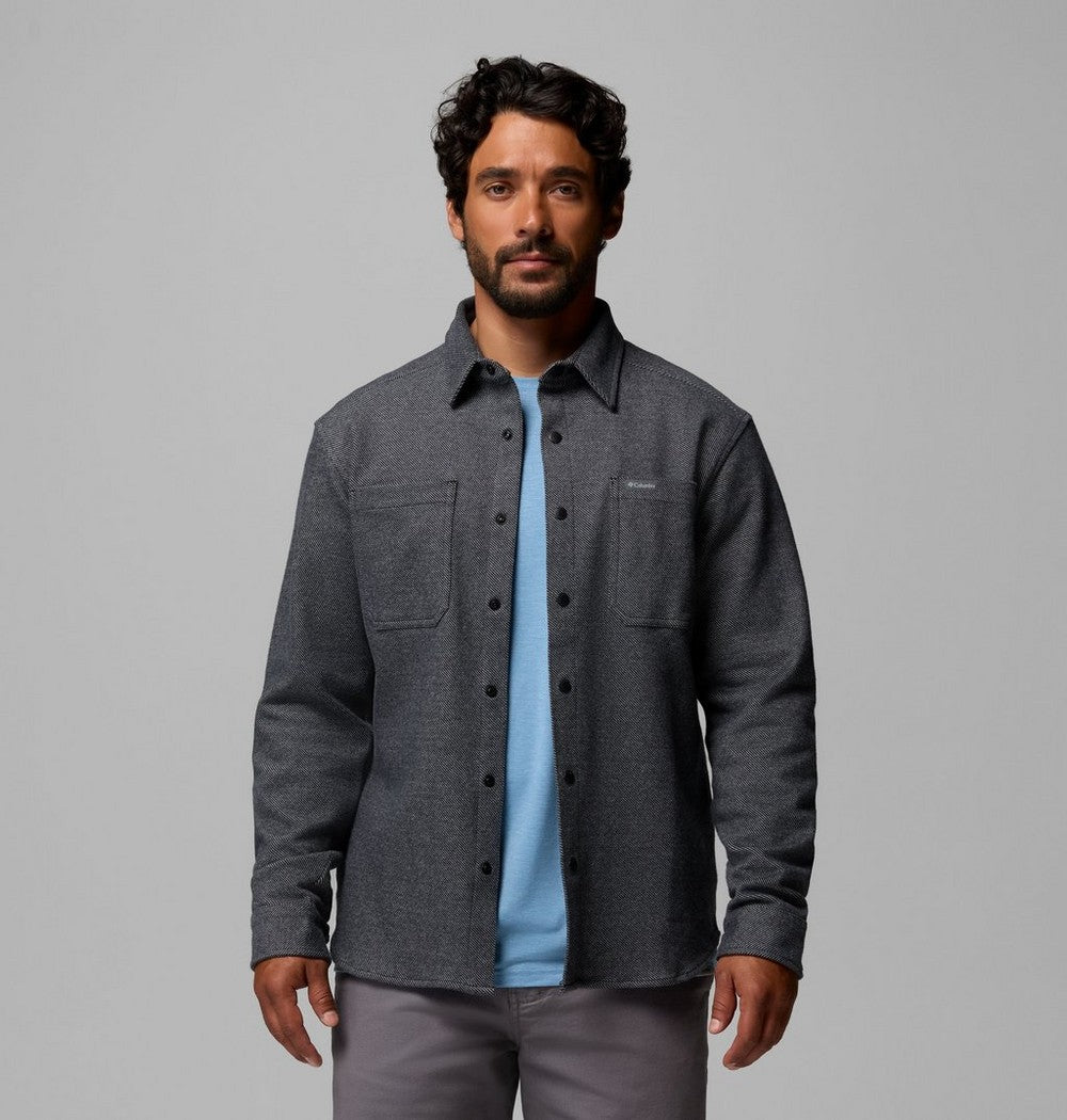 Men's Long-Sleeve Knit Snap Shirt - Black
