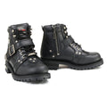 Women's Lace-Up Motorcycle Boots - Black