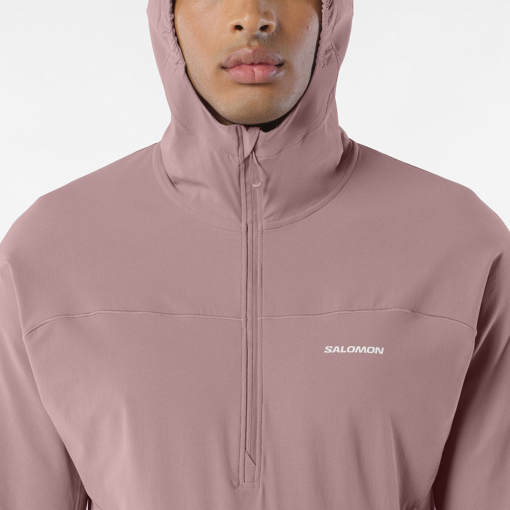 Men's Half-Zip Running Hoodie - Tan