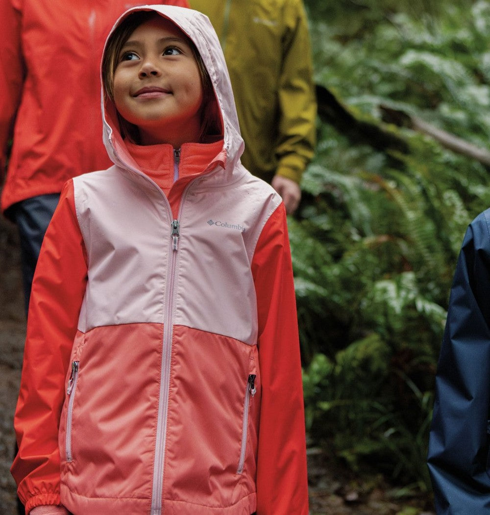 Girls' Fleece-Lined Rain Jacket - Wine