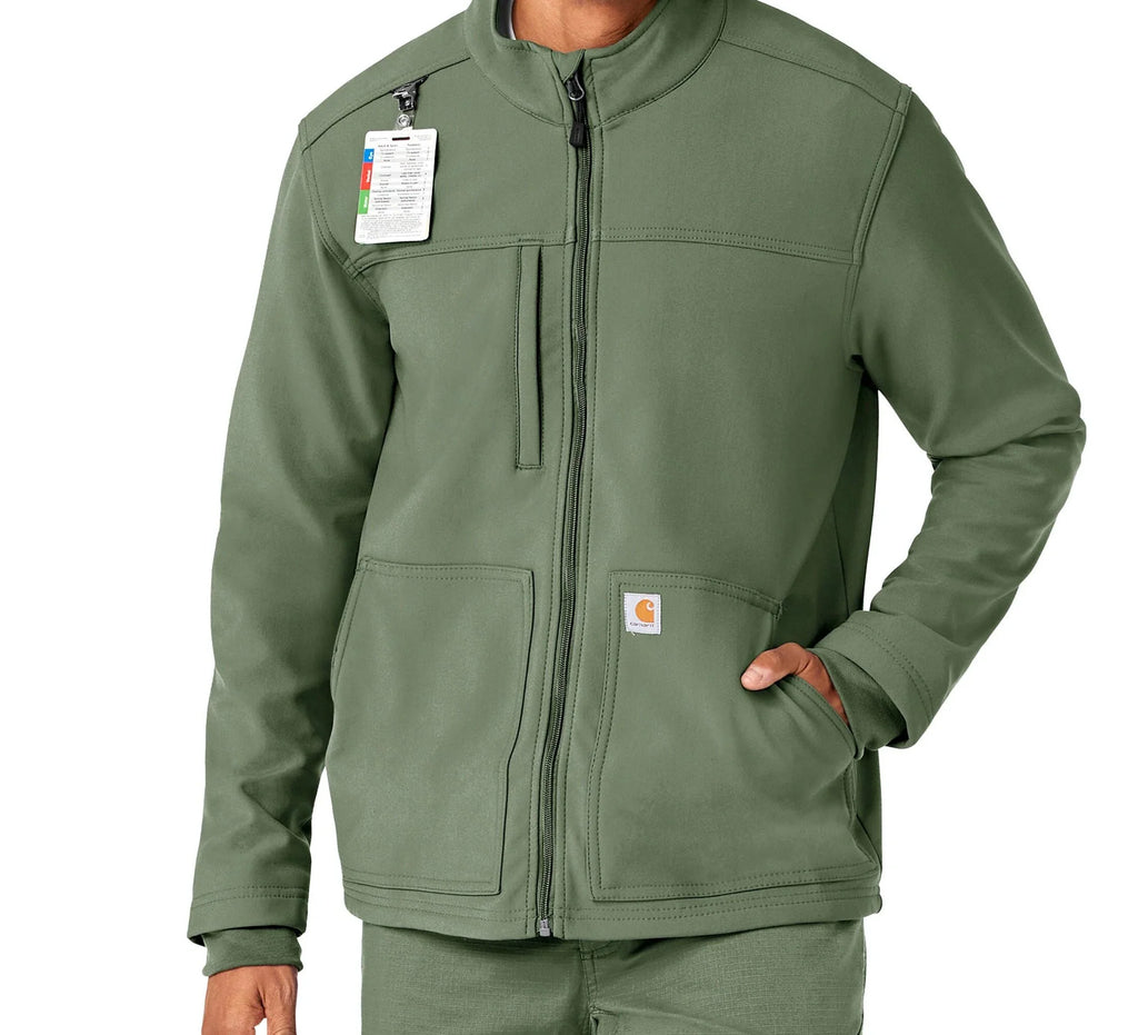 Men's Bonded Fleece Scrub Jacket - Black