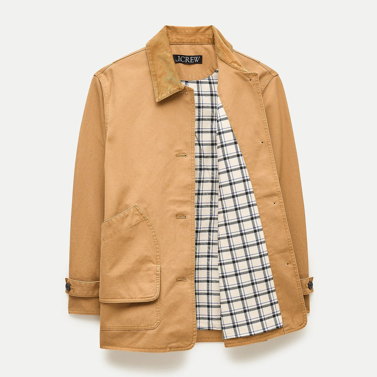 Women's Canvas Jacket With Corduroy Collar - Camel