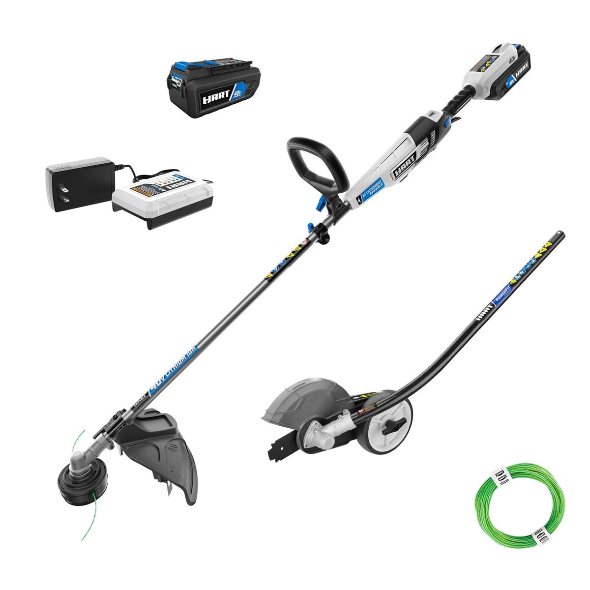 HART 40-Volt Cordless Attachment Capable 15-Inch String Trimmer Kit With Edger Attachment