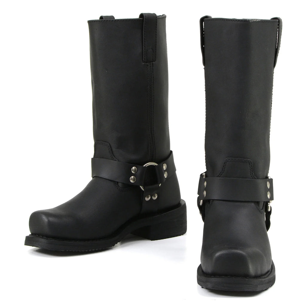 Men's Harness Motorcycle Boots - Black