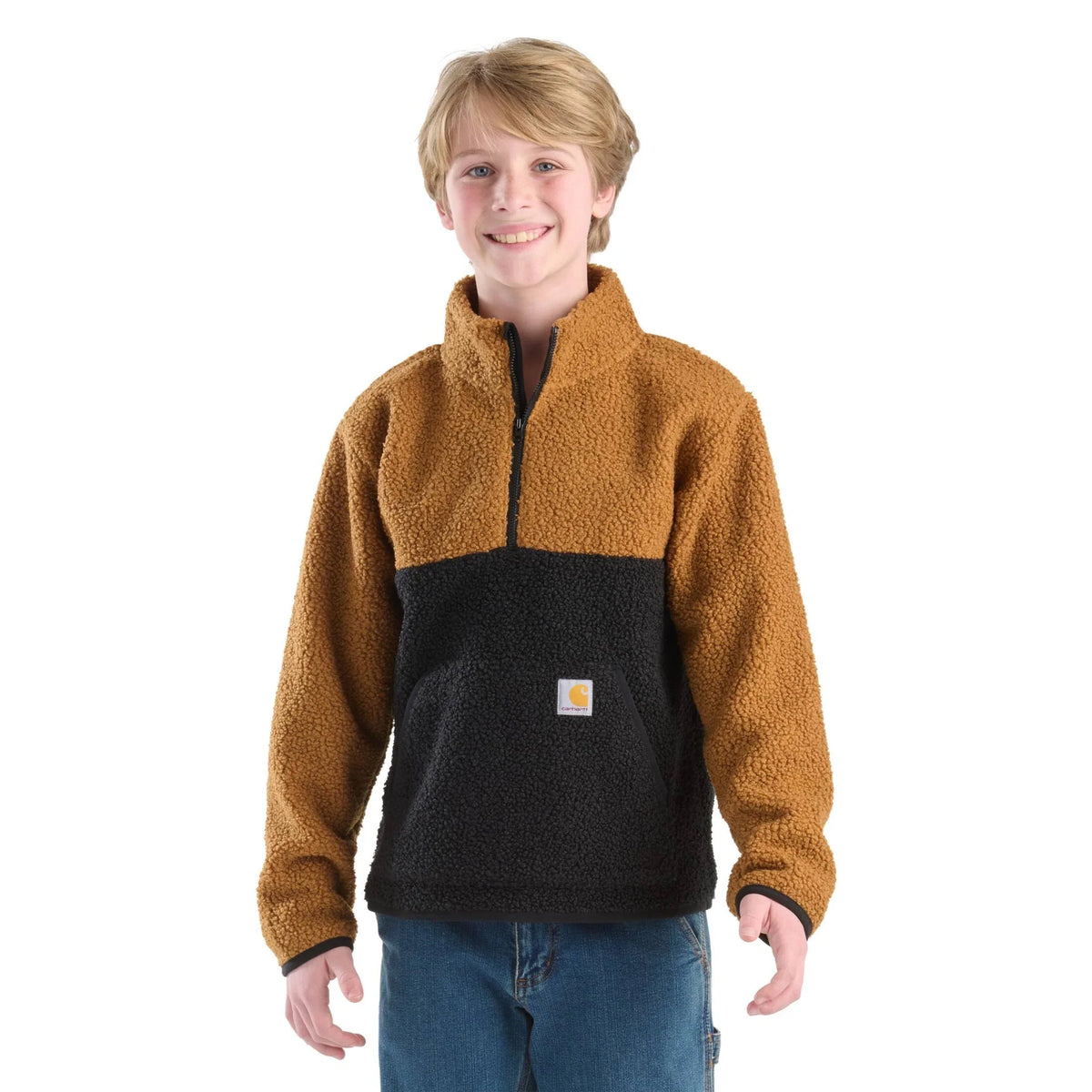 Boys' Sherpa Quarter-Zip Pullover - Black