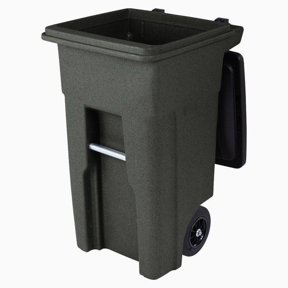 Toter 32 Gallon Greenstone Trash Can With Quiet Wheels And Attached Lid, 24.25 in D x 19.75 in W x 37.5 in H - ANA32-55410