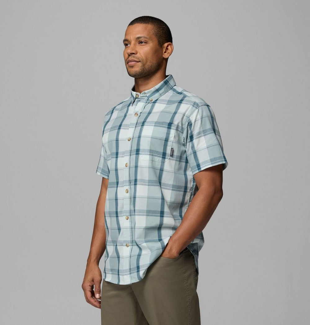 Men's Stretch Short Sleeve Plaid Shirt - Navy