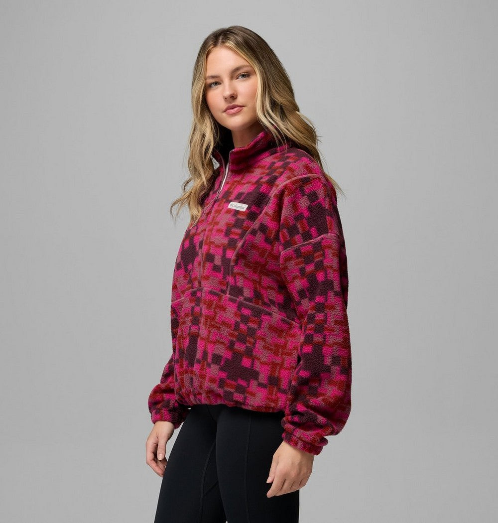 Women's Printed Fleece Half-Zip Pullover - Mauve