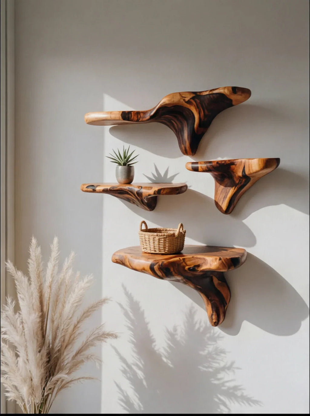 Scorched Live Edge Mushroom Floating Shelf