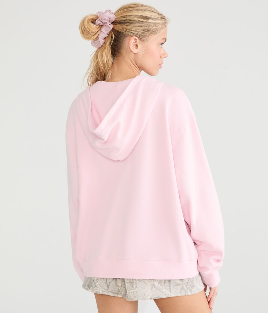 Women's Oversized Full-Zip Fleece Hoodie - Pink