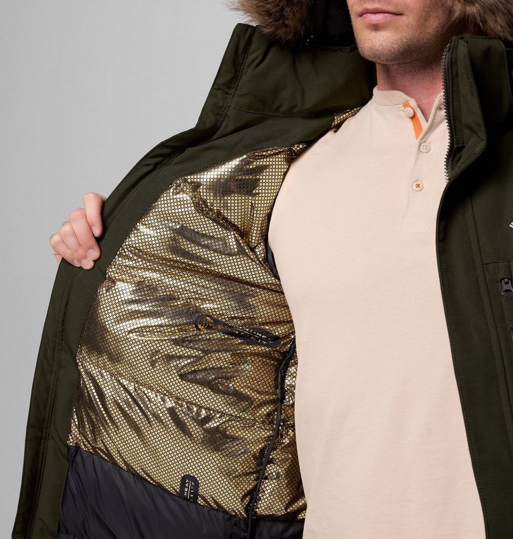 Men's Hooded Insulated Parka - Brown Black