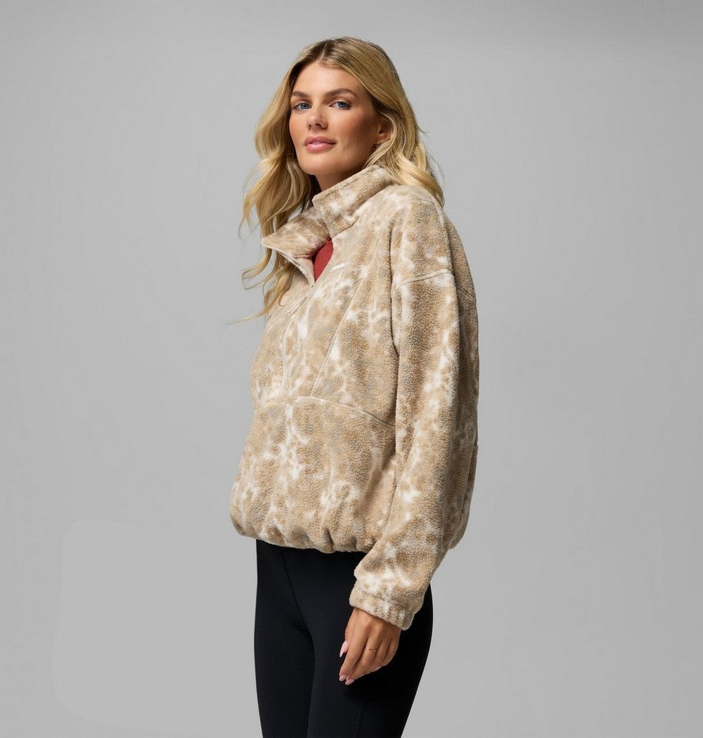 Women's Printed Fleece Half-Zip Pullover - Mauve