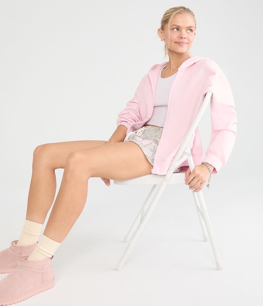 Women's Oversized Full-Zip Fleece Hoodie - Pink