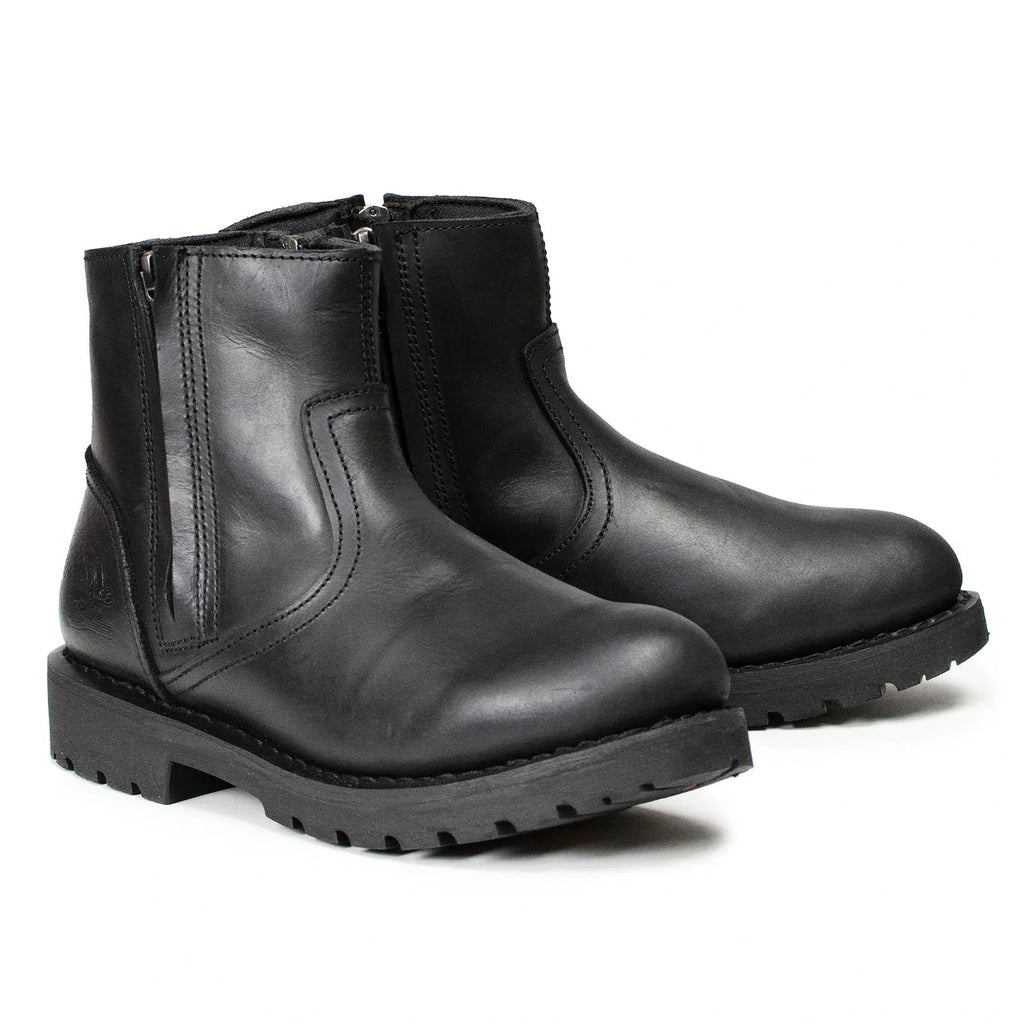 Men's Dual-Zip Motorcycle Boots - Black