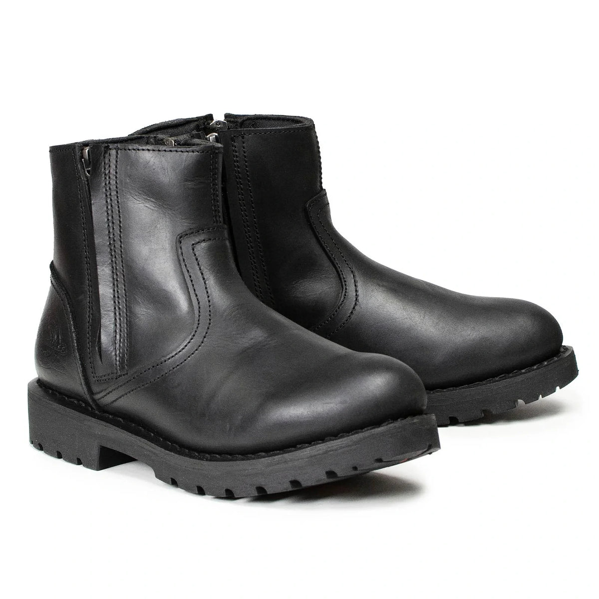 Men's Dual-Zip Motorcycle Boots - Black