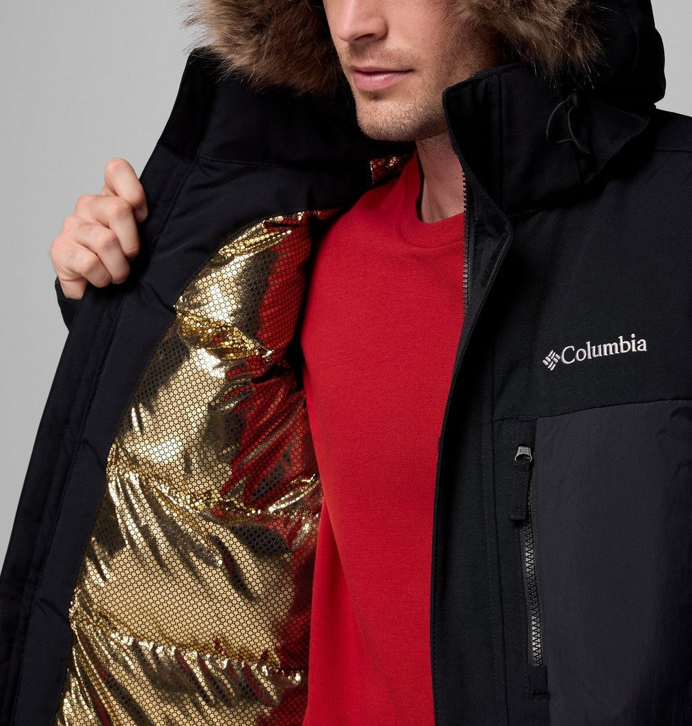 Men's Hooded Insulated Parka - Brown Black