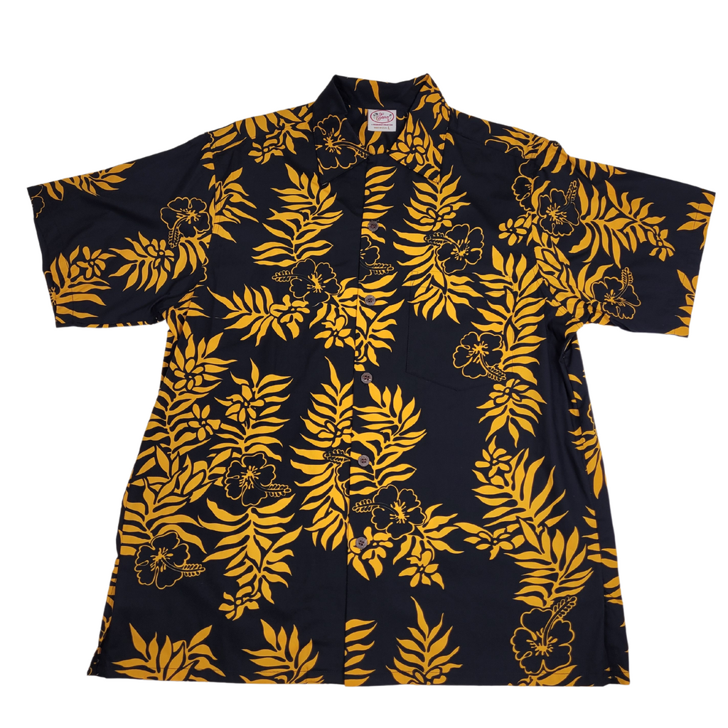 Mini Tahitian (Black/Gold) Hawaiian Shirts