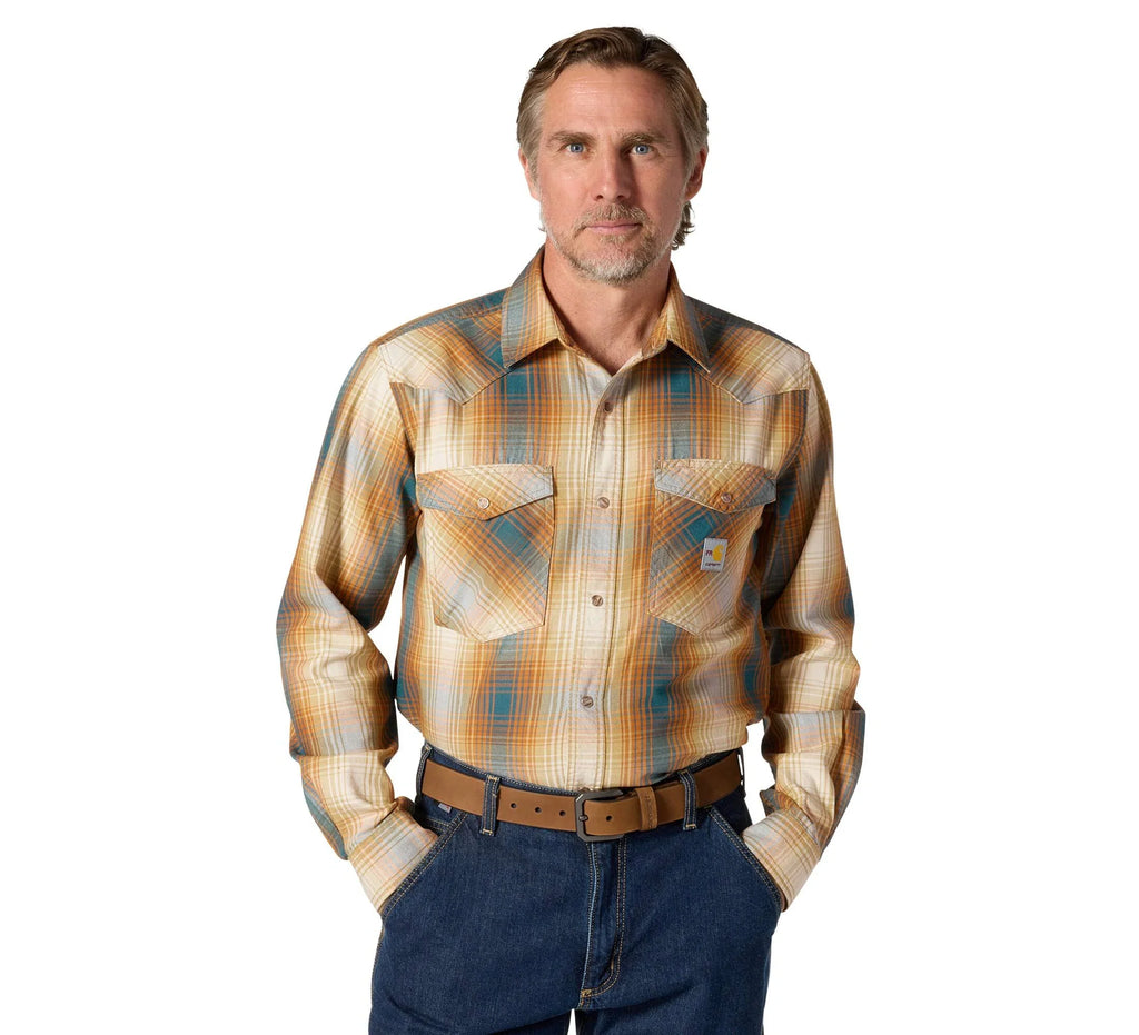 Men's Flame-Resistant Plaid Snap Shirt - Green