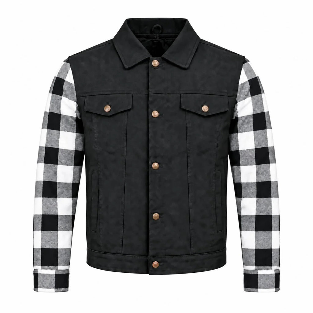 Men's Armored Denim Hooded Motorcycle Jacket