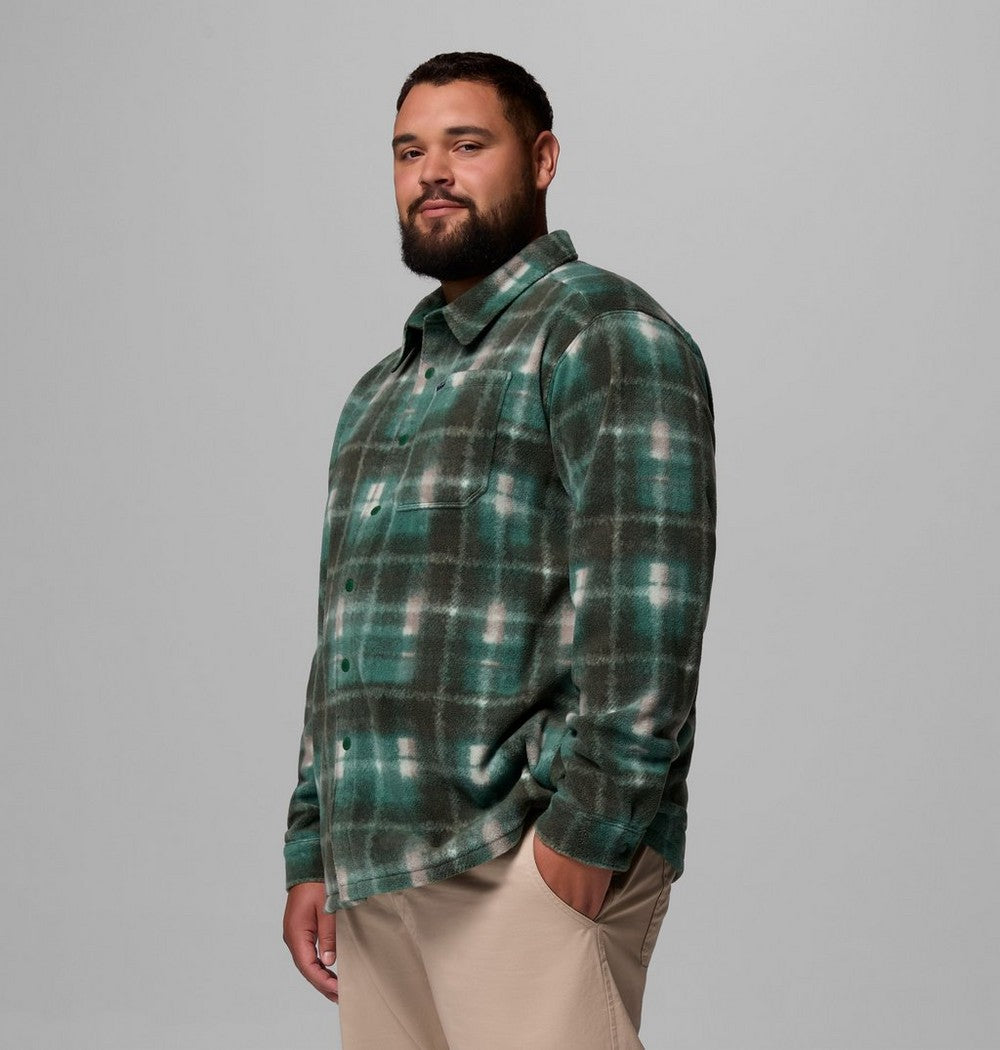 Men's Big Printed Fleece Shirt Jacket - Cream