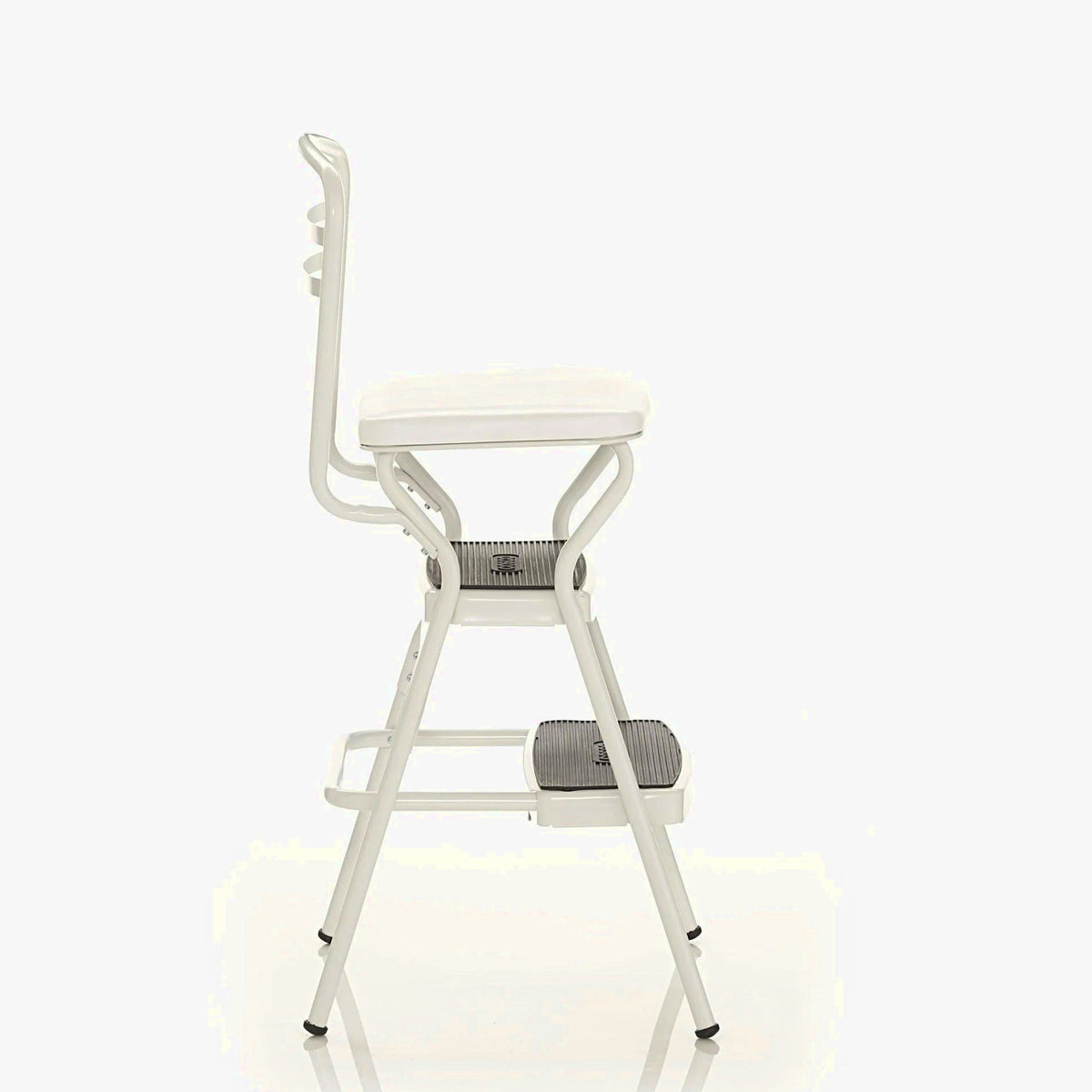 COSCO Stylaire Retro Chair And Step Stool With Flip-Up Seat - White, One Pack