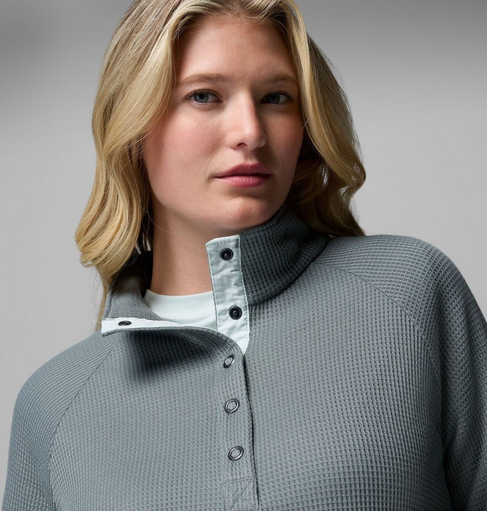 Women's Waffle Knit Half-Snap Shirt - Pink
