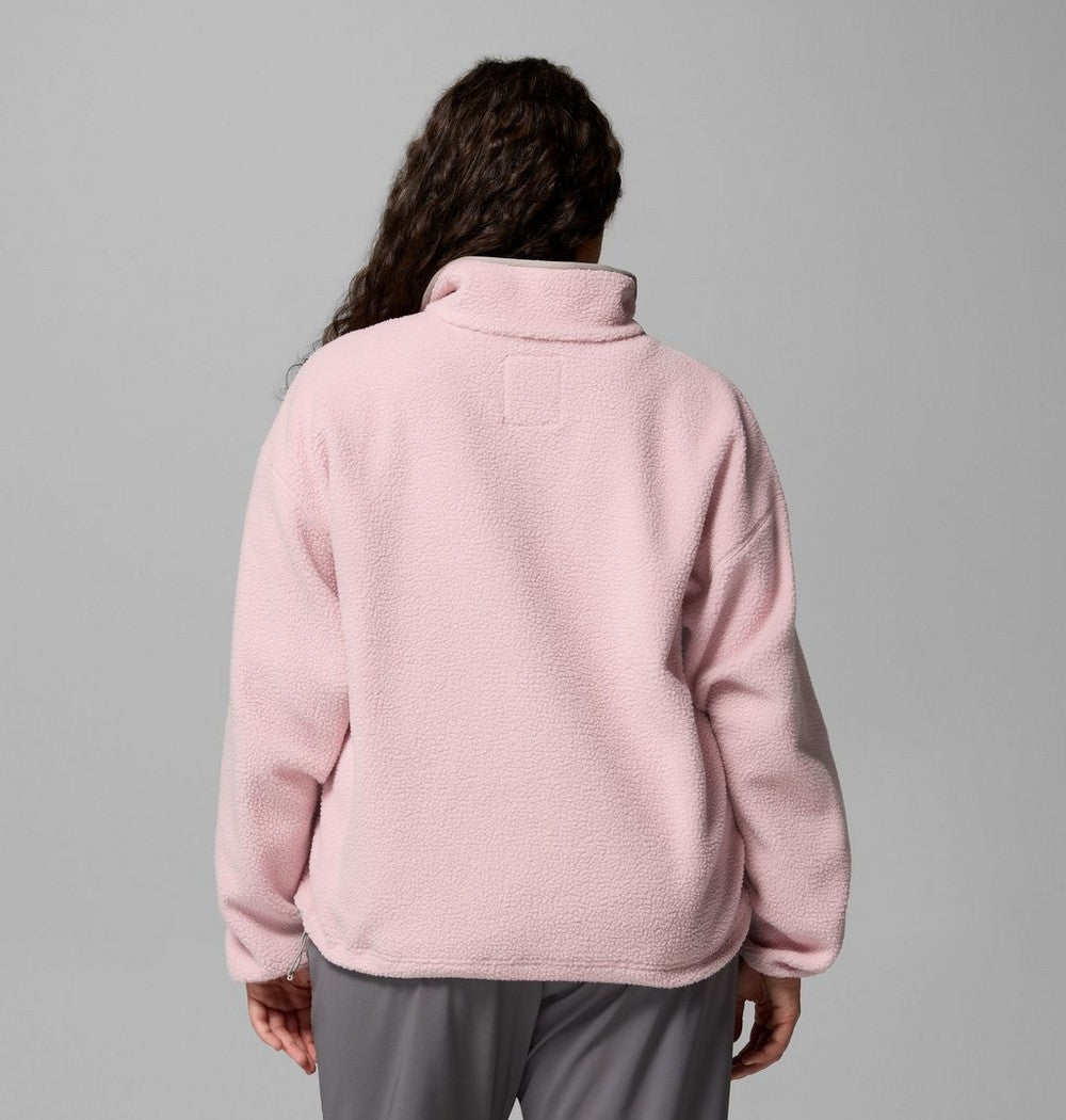 Women's Plus Cropped Sherpa Half-Snap Pullover - Tan