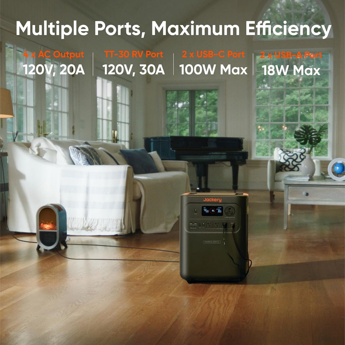Jackery HomePower 3600 Plus Portable Power Station - 3584Wh LFP, 3600W AC Output