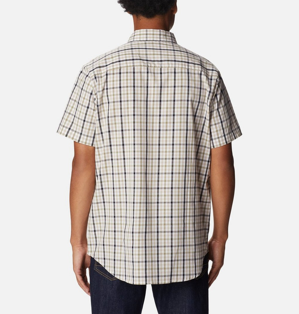 Men's Stretch Short Sleeve Plaid Shirt - Navy