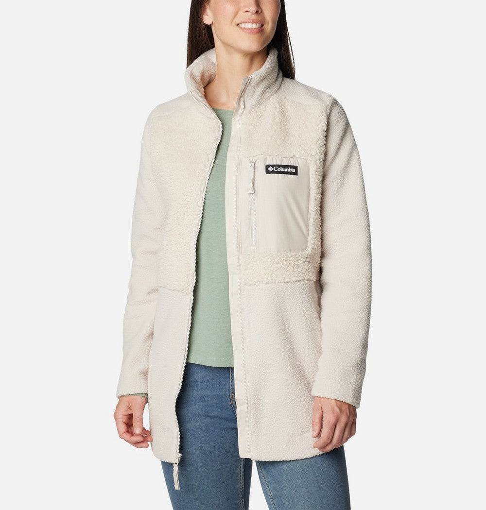 Women's Long Sherpa Full-Zip Fleece Jacket