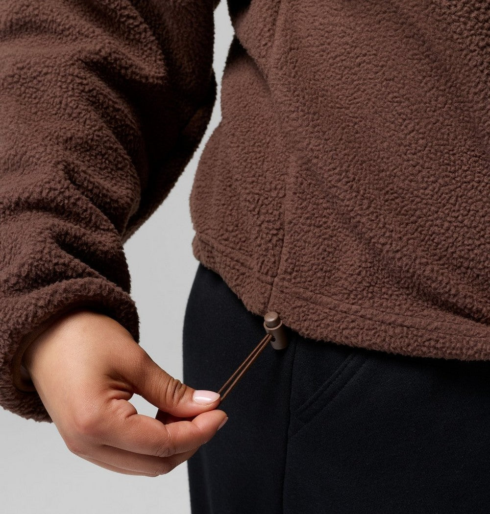 Women's Plus Cropped Sherpa Half-Snap Pullover - Tan