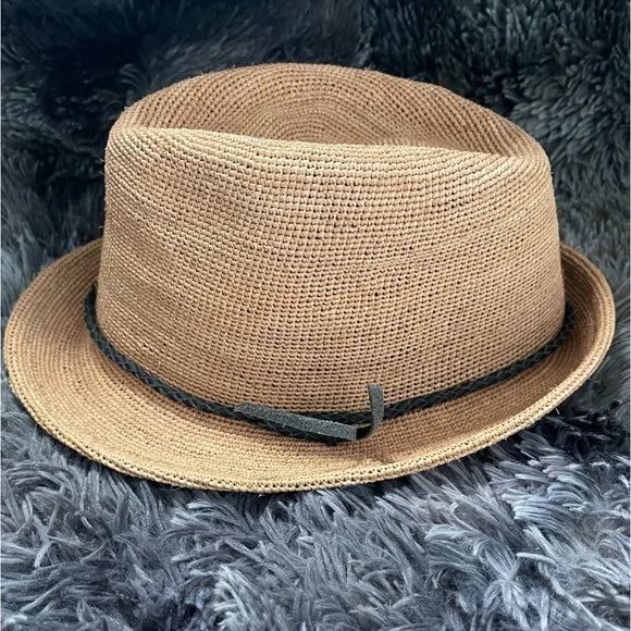  same style!】Can be rolls up for packing- Goorin Bros Morning Glory Raffia Straw Trilby Fedora