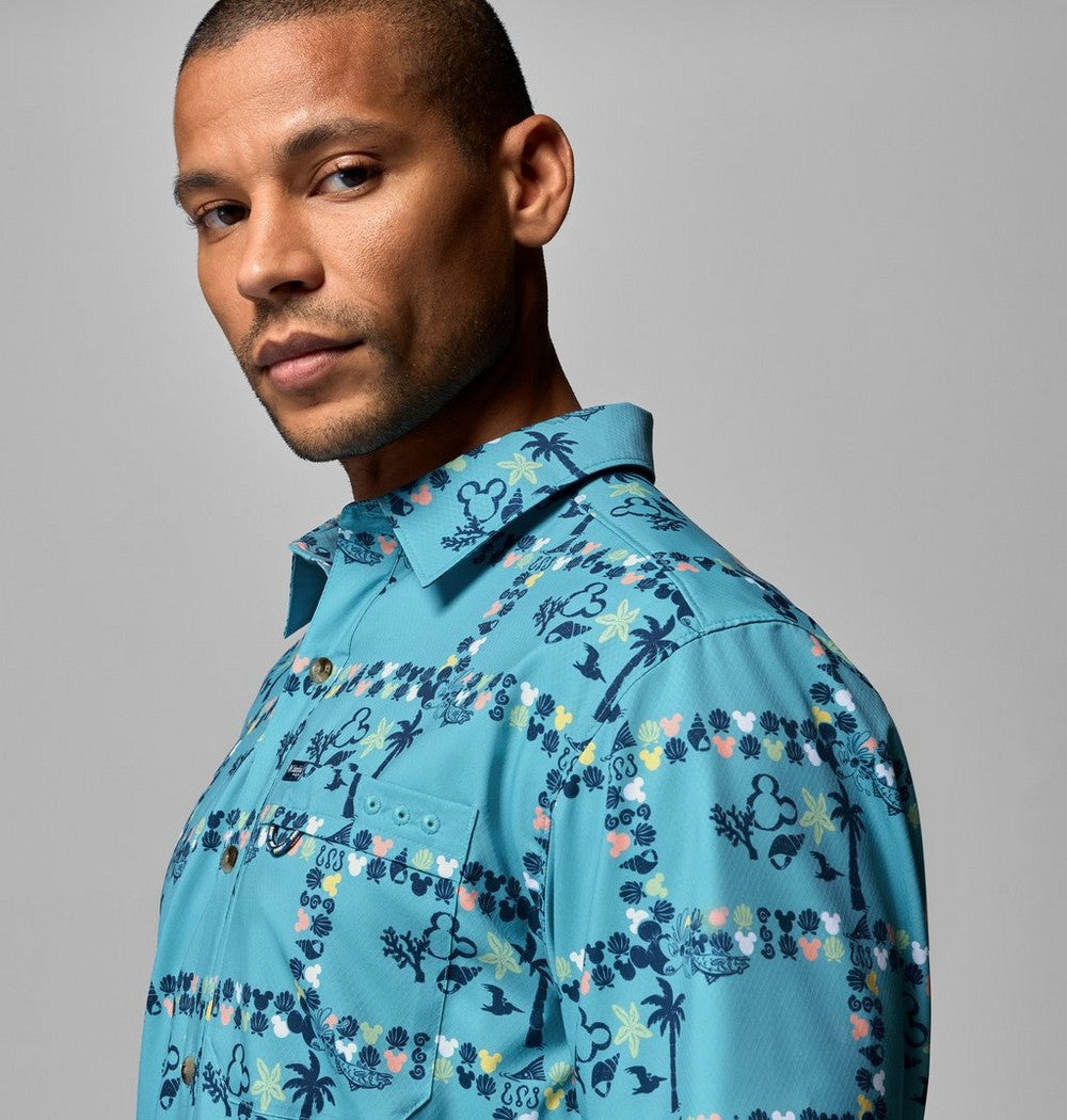 Men's Tropical Print Sun Shirt - Blue