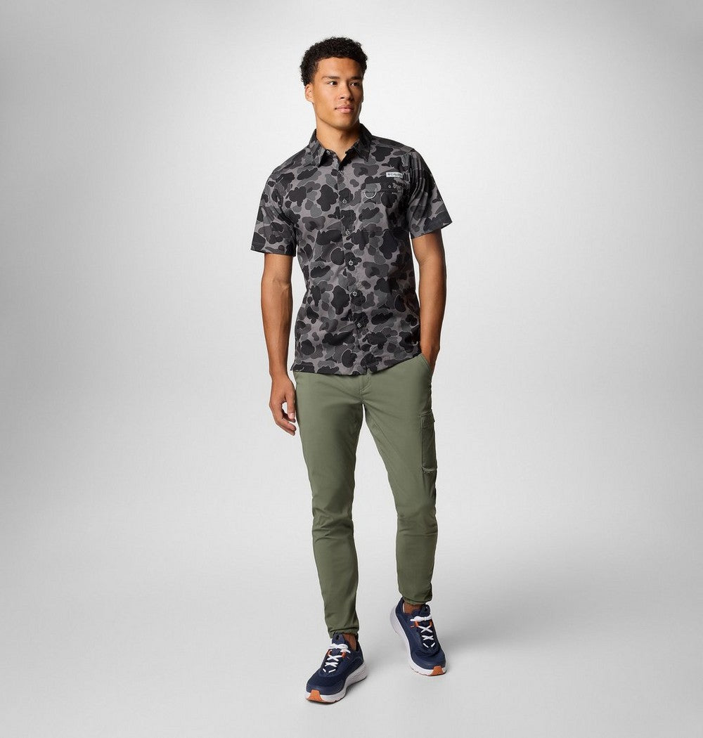 Men's Short-Sleeve Cotton Camp Shirt - Gray