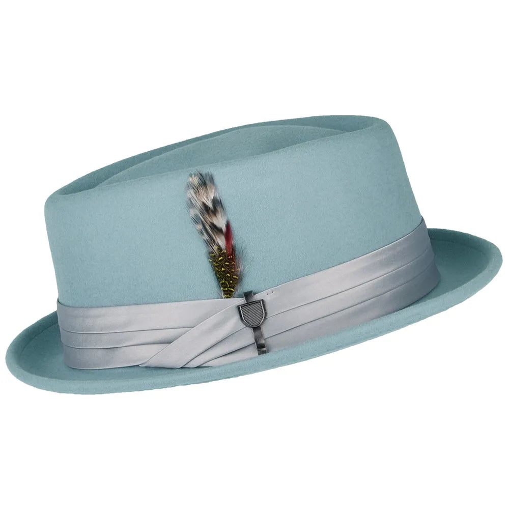 Brighton Wool Felt Pork Pie Hat - Ice Blue