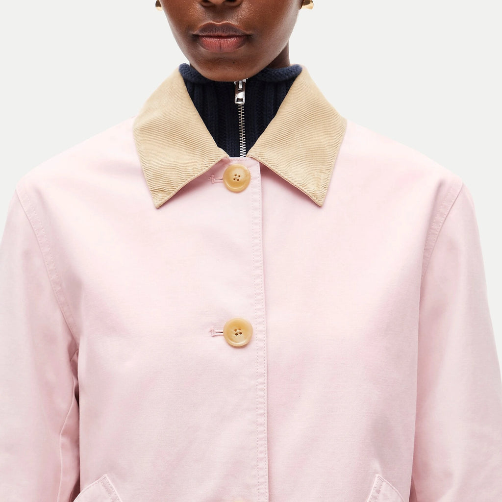 Women's Canvas Jacket With Corduroy Collar - Camel