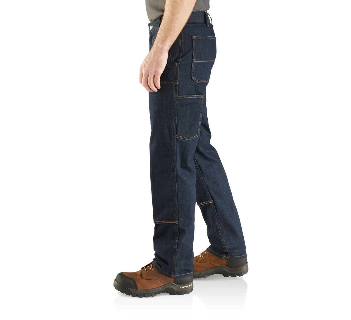 Relaxed Straight Double-Knee Denim Work Pants